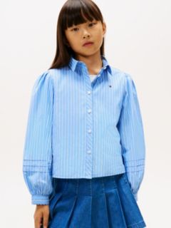 Essential Regular Fit Stripe Balloon Sleeve Shirt — Blue 1