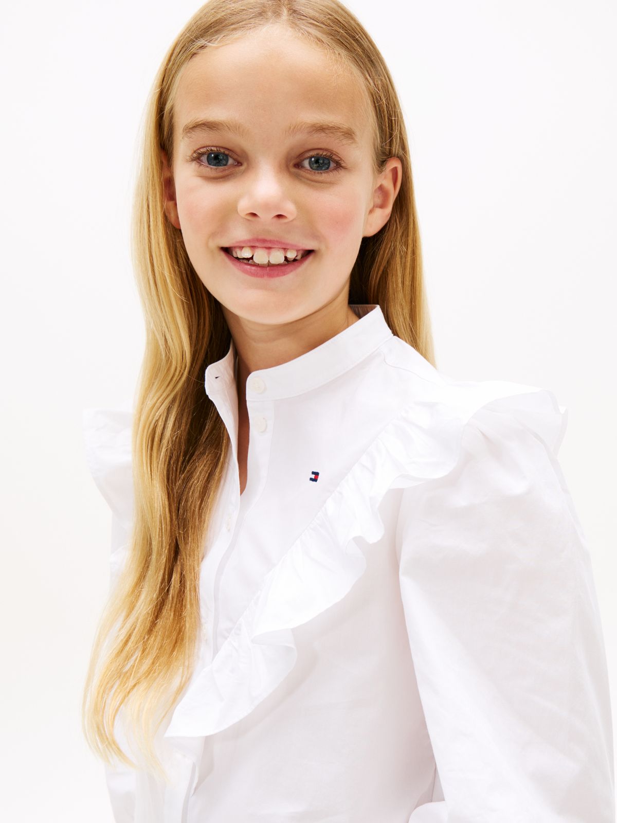 Essential Regular Fit Ruffle Balloon Sleeve Shirt — White