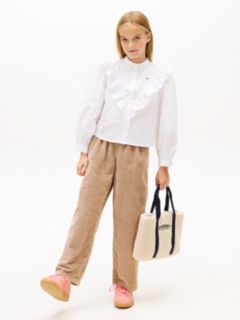 Essential Regular Fit Ruffle Balloon Sleeve Shirt — White 3