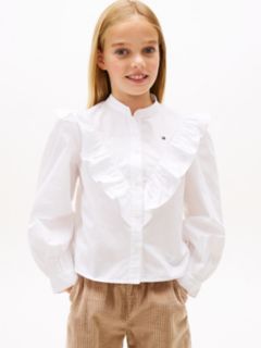 Essential Regular Fit Ruffle Balloon Sleeve Shirt — White 1