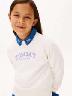 Logo Embroidery Crew Neck Terry Sweatshirt — White 2