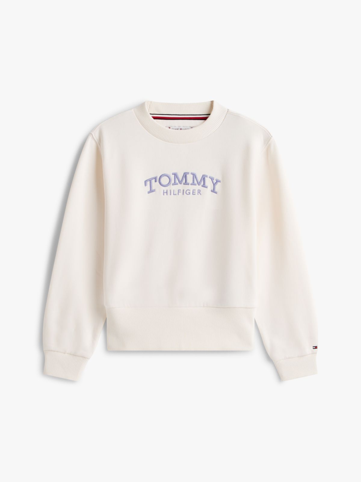 Logo Embroidery Crew Neck Terry Sweatshirt — White