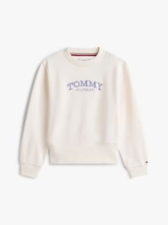 Logo Embroidery Crew Neck Terry Sweatshirt — White 5