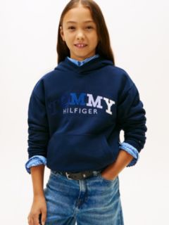 Logo Embroidery Boyfriend Terry Hoody — Blue 1
