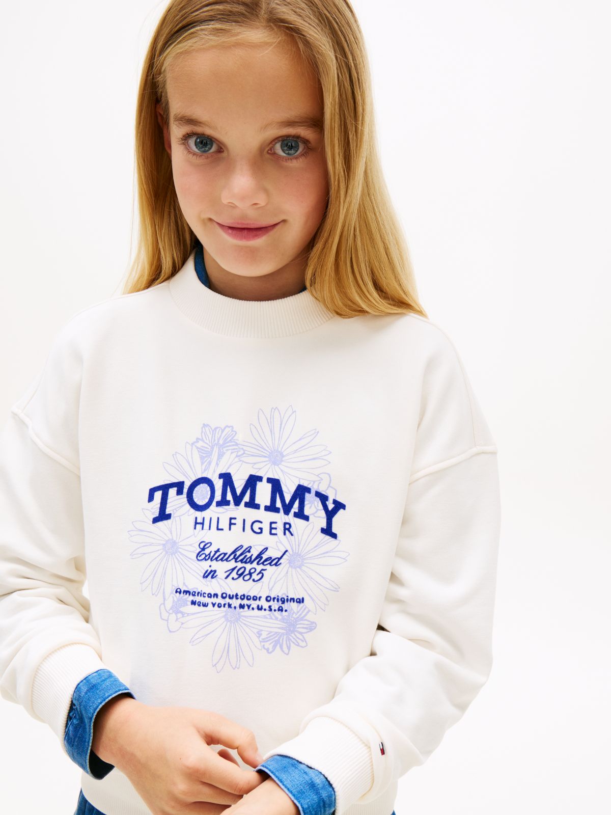 Flock Logo Terry Crew Neck Sweatshirt — White