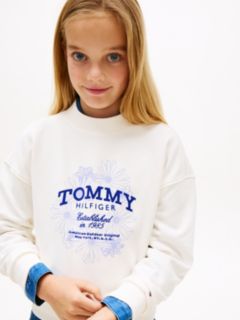 Flock Logo Terry Crew Neck Sweatshirt — White 2