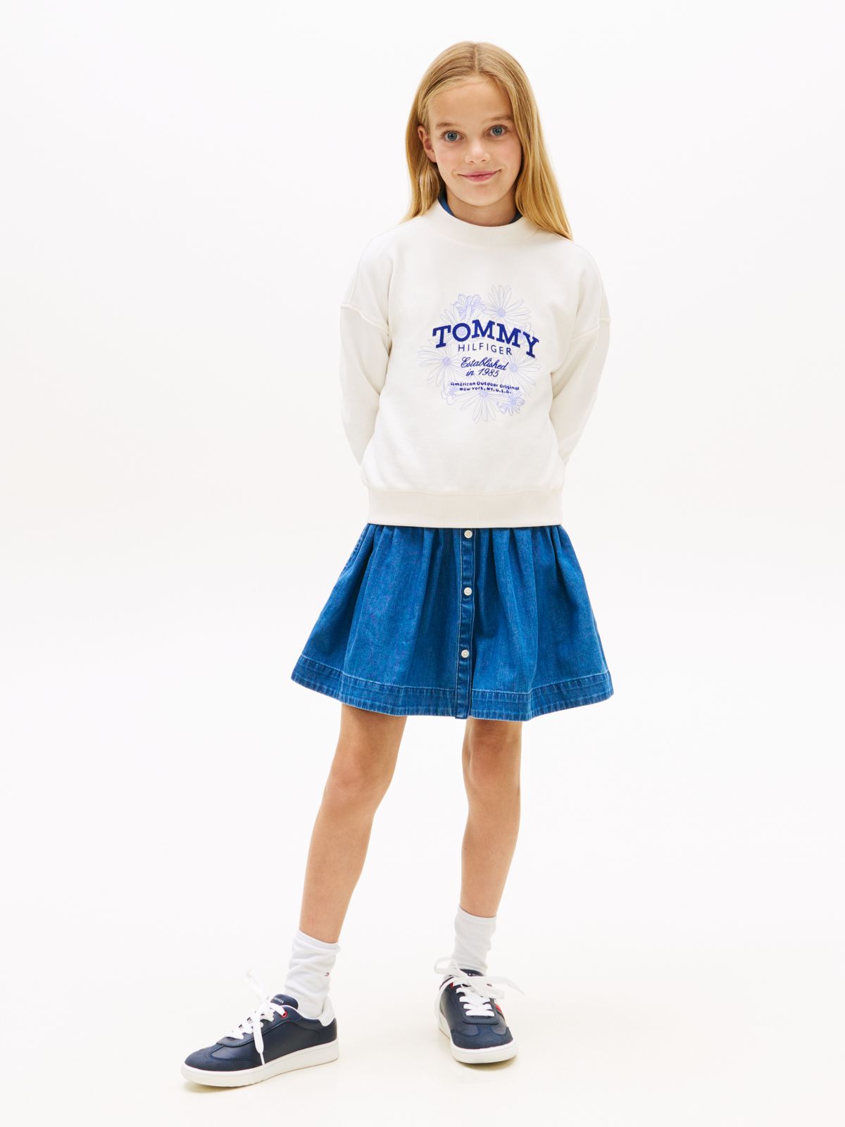 Flock Logo Terry Crew Neck Sweatshirt — White