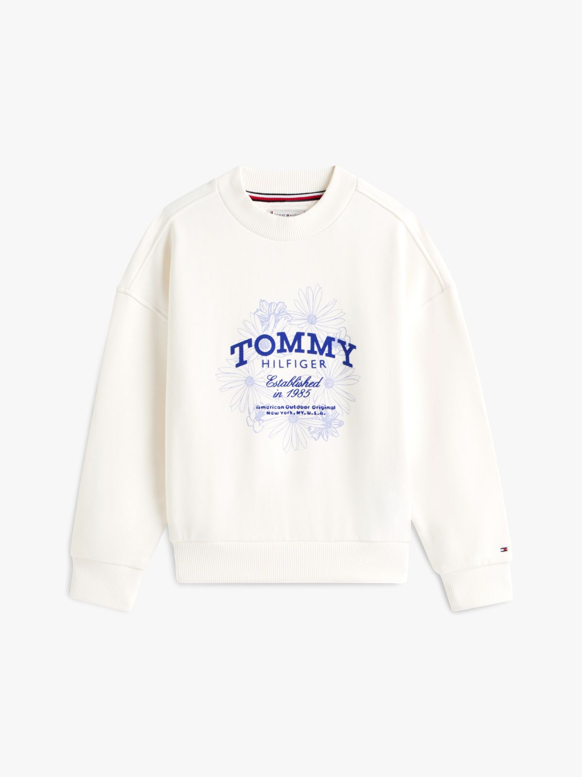 Flock Logo Terry Crew Neck Sweatshirt — White