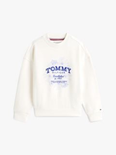 Flock Logo Terry Crew Neck Sweatshirt — White 5
