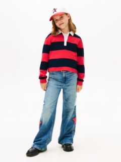 Stripe Interlock Knit Relaxed Rugby Shirt — Blue 3