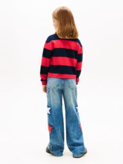 Stripe Interlock Knit Relaxed Rugby Shirt — Blue 4