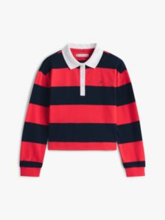 Stripe Interlock Knit Relaxed Rugby Shirt — Blue 5