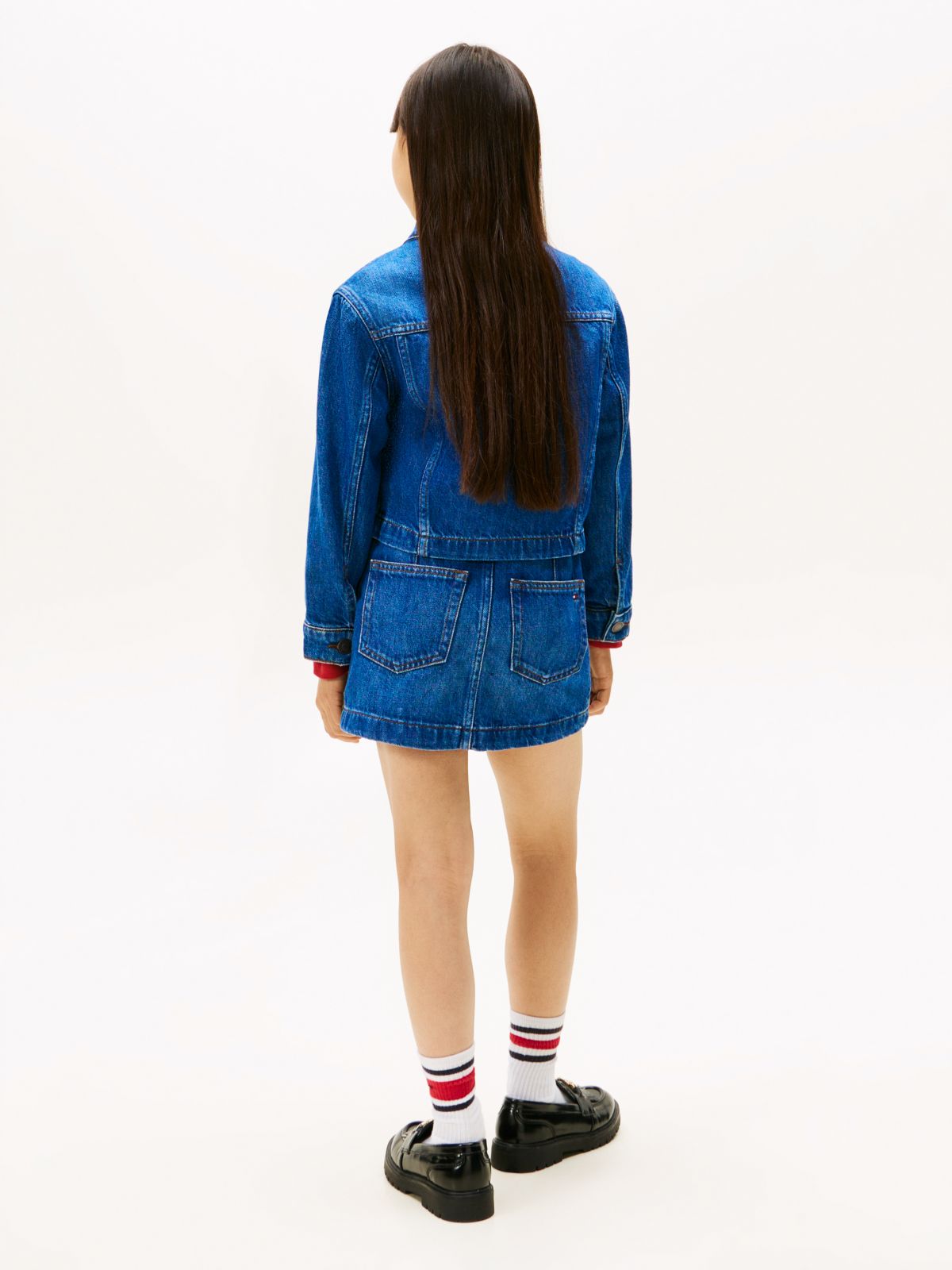 Zip-Thru Denim Trucker Jacket — Blue