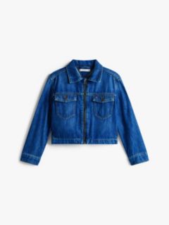 Zip-Thru Denim Trucker Jacket — Blue 5