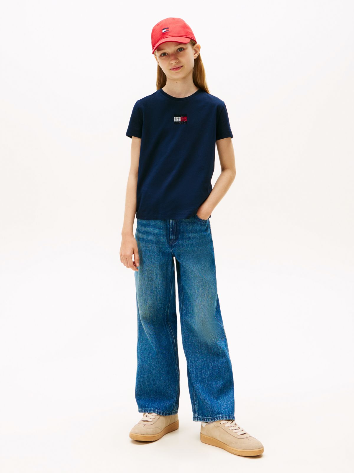 Diamanté Flag Jersey T-Shirt — Blue