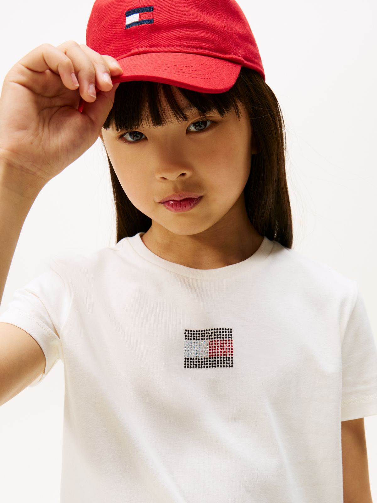 Diamanté Flag Jersey T-Shirt — Beige