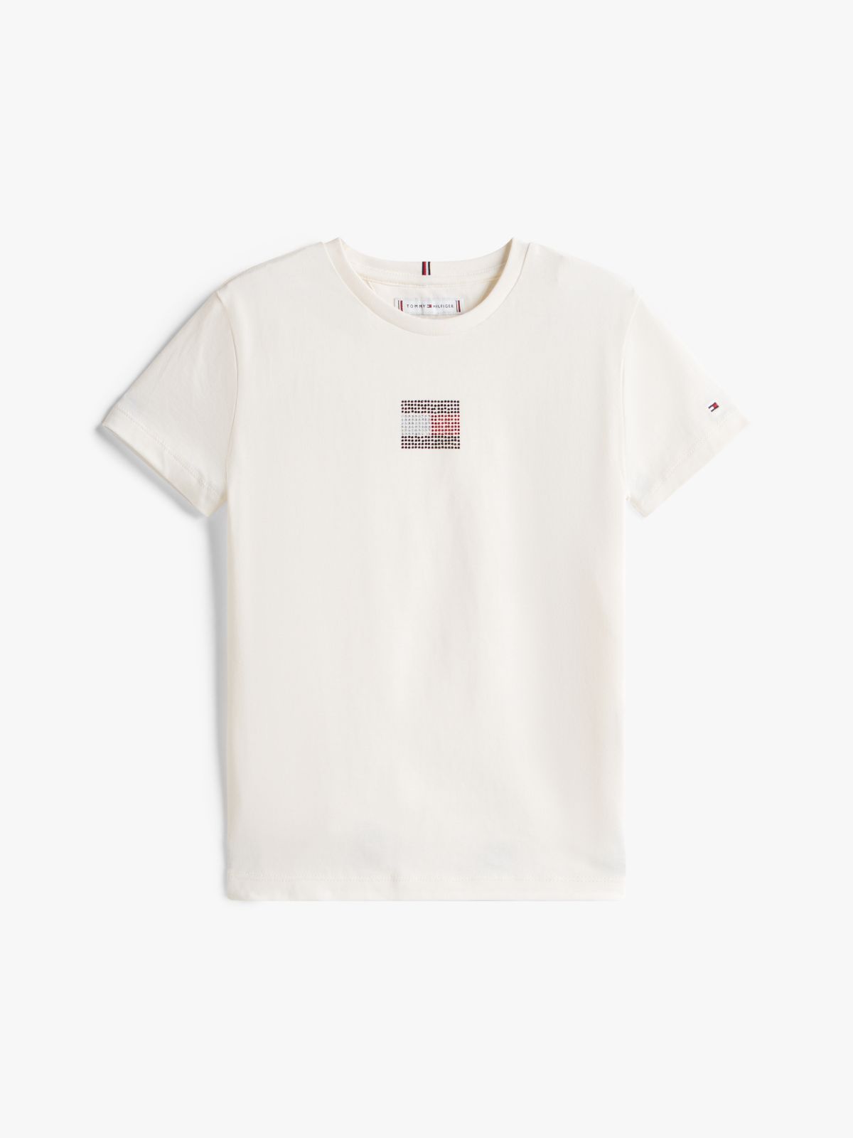 Diamanté Flag Jersey T-Shirt — Beige