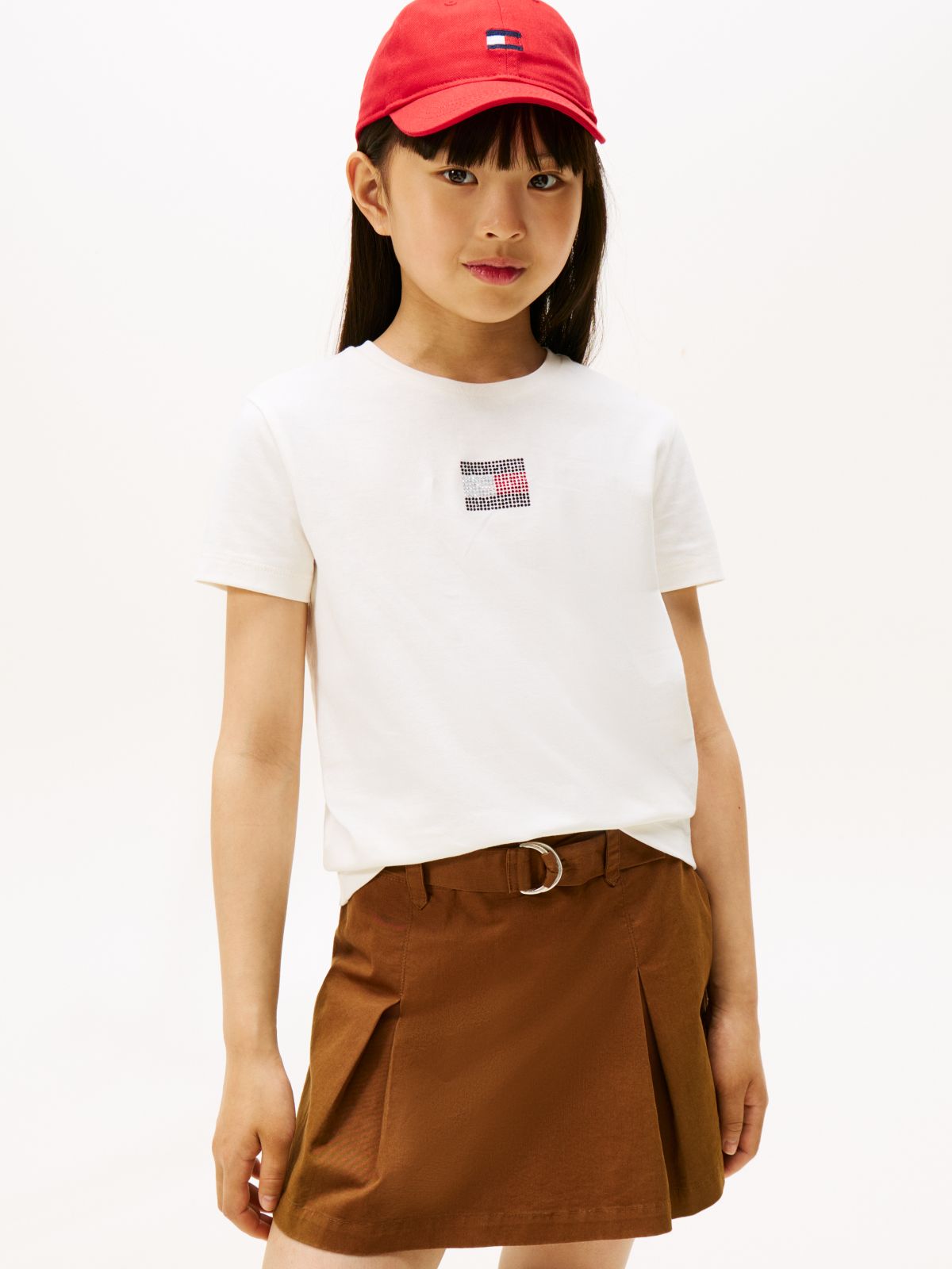 Diamanté Flag Jersey T-Shirt — Beige
