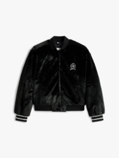 Faux Fur Relaxed Bomber Jacket — Black 5