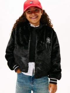 Faux Fur Relaxed Bomber Jacket — Black 1