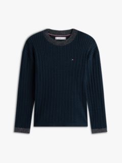 Glitter Mini Cable Knit Relaxed Sweatshirt — Blue 5
