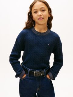 Glitter Mini Cable Knit Relaxed Sweatshirt — Blue 1