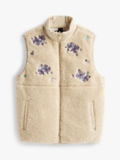 Floral Embroidery Relaxed Teddy Gilet — Beige 6
