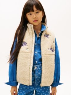 Floral Embroidery Relaxed Teddy Gilet — Beige 1