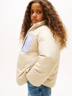 Floral Print Reversible Relaxed Puffer Jacket — White 2