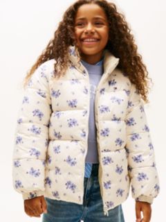 Floral Print Reversible Relaxed Puffer Jacket — White 5