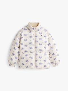 Floral Print Reversible Relaxed Puffer Jacket — White 6