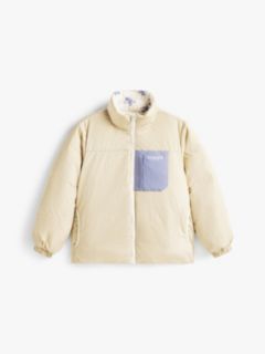 Floral Print Reversible Relaxed Puffer Jacket — White 7