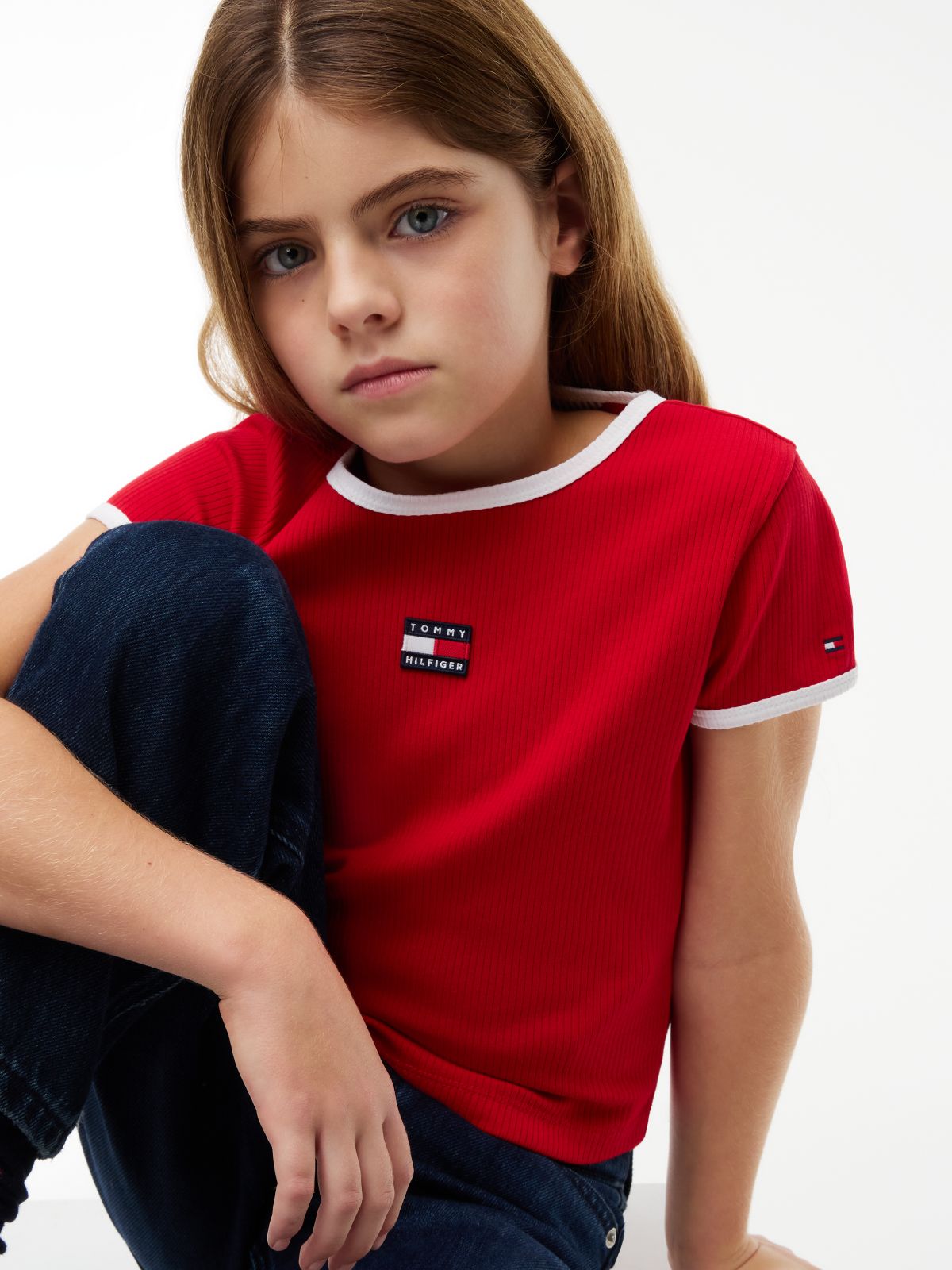 Heritage Reflective Flag Extra Slim T-Shirt — Red