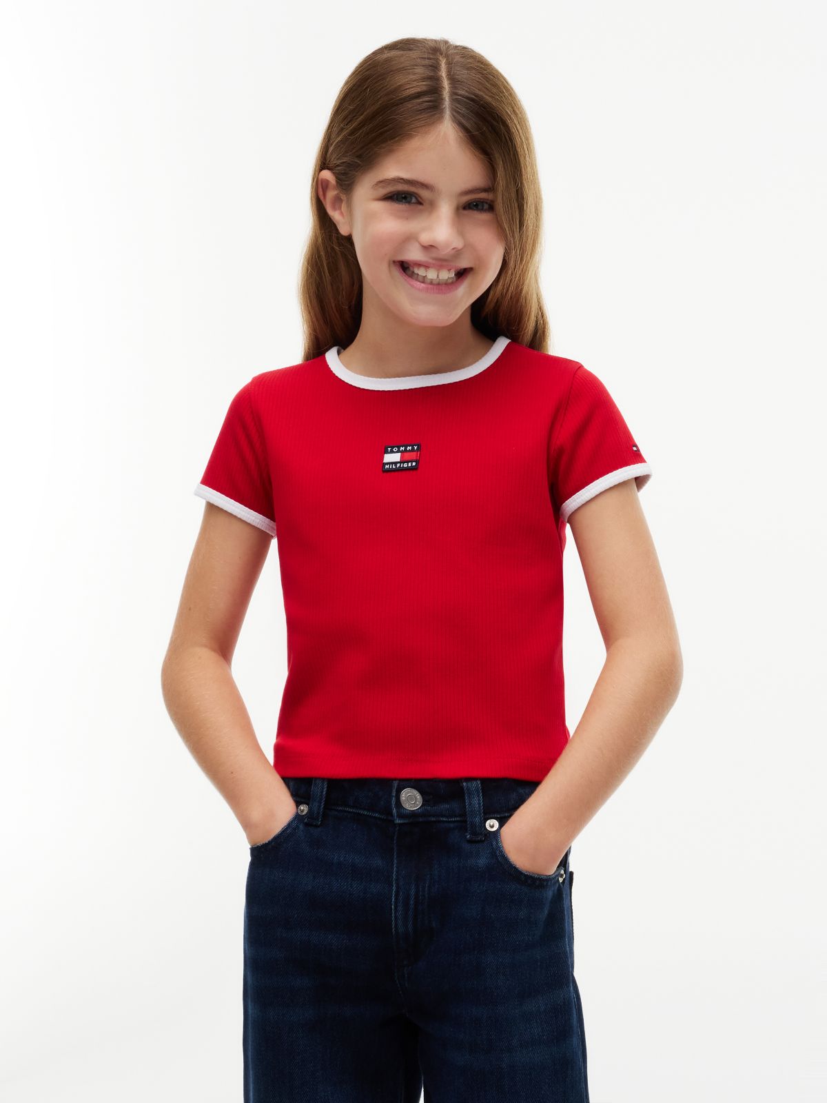 Heritage Reflective Flag Extra Slim T-Shirt — Red