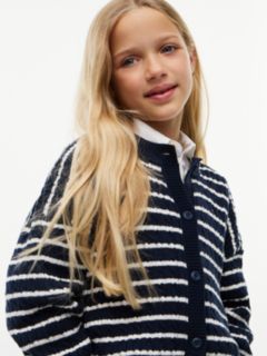 Relaxed Cable Knit Cardigan — Blue 3
