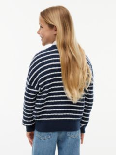 Relaxed Cable Knit Cardigan — Blue 4