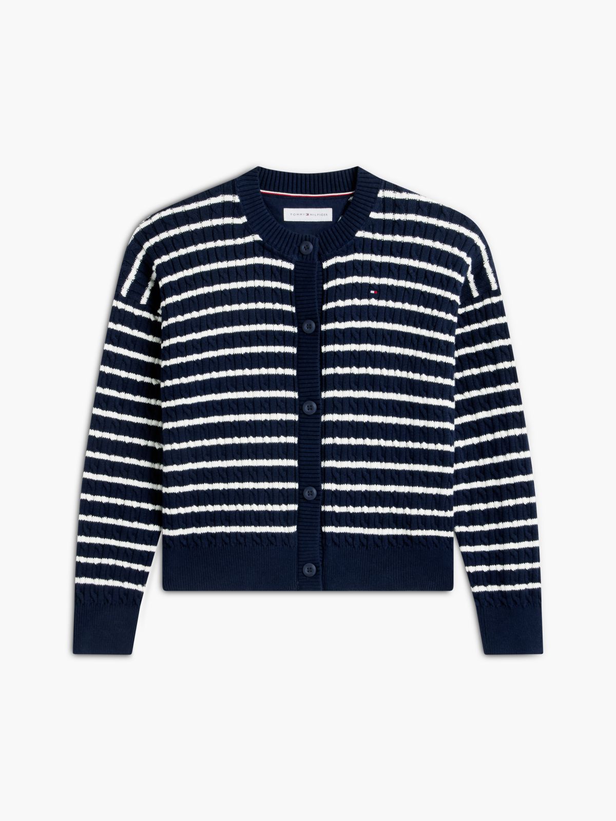 Relaxed Cable Knit Cardigan — Blue