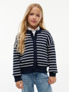 Relaxed Cable Knit Cardigan — Blue 1
