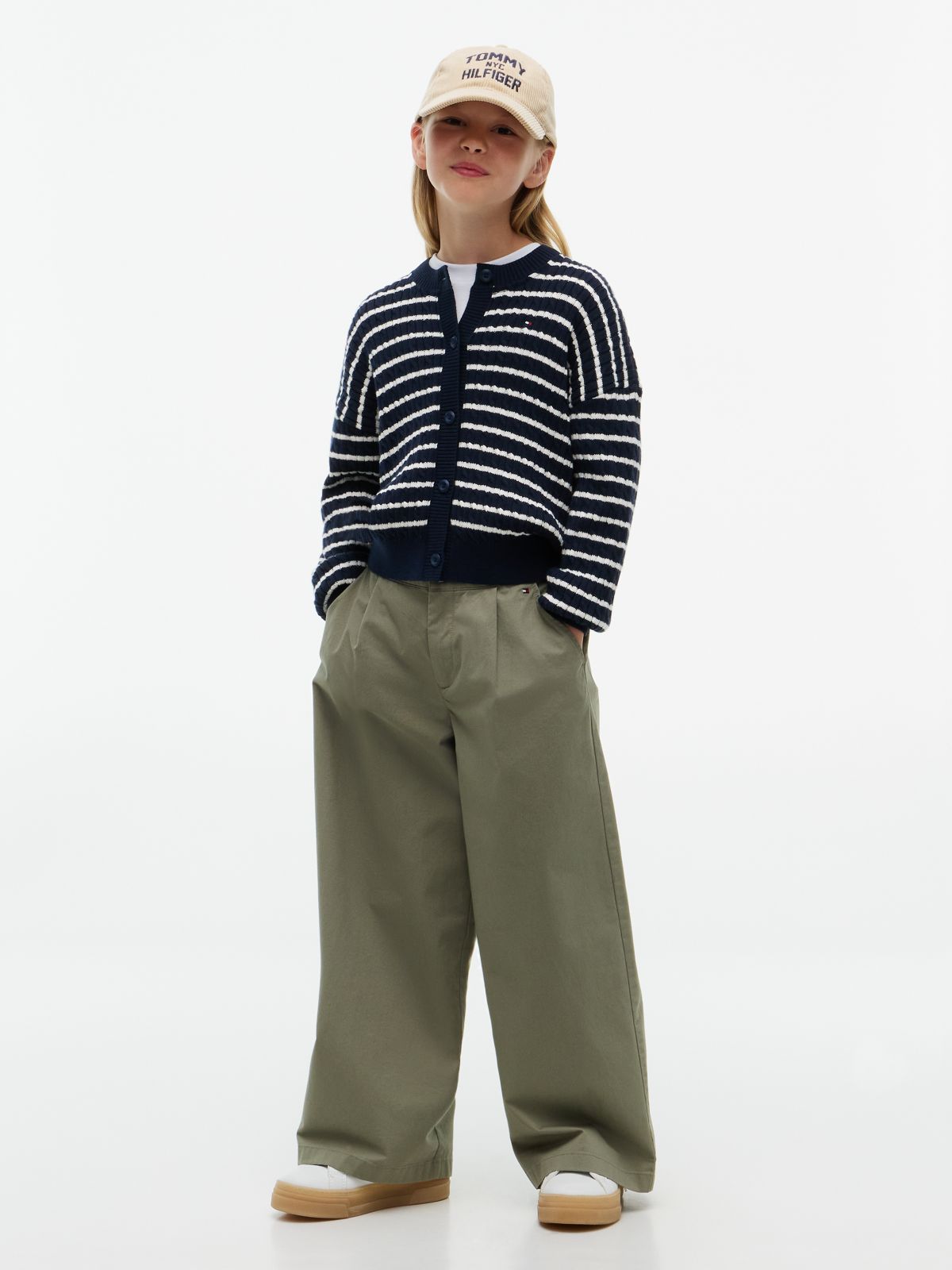 Relaxed Cable Knit Cardigan — Blue
