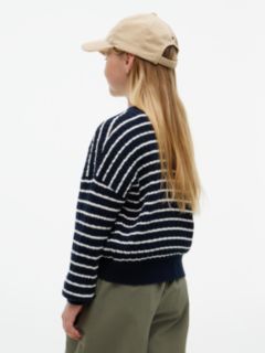 Relaxed Cable Knit Cardigan — Blue 4