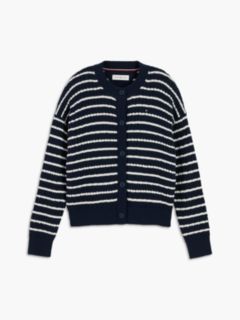 Relaxed Cable Knit Cardigan — Blue 5