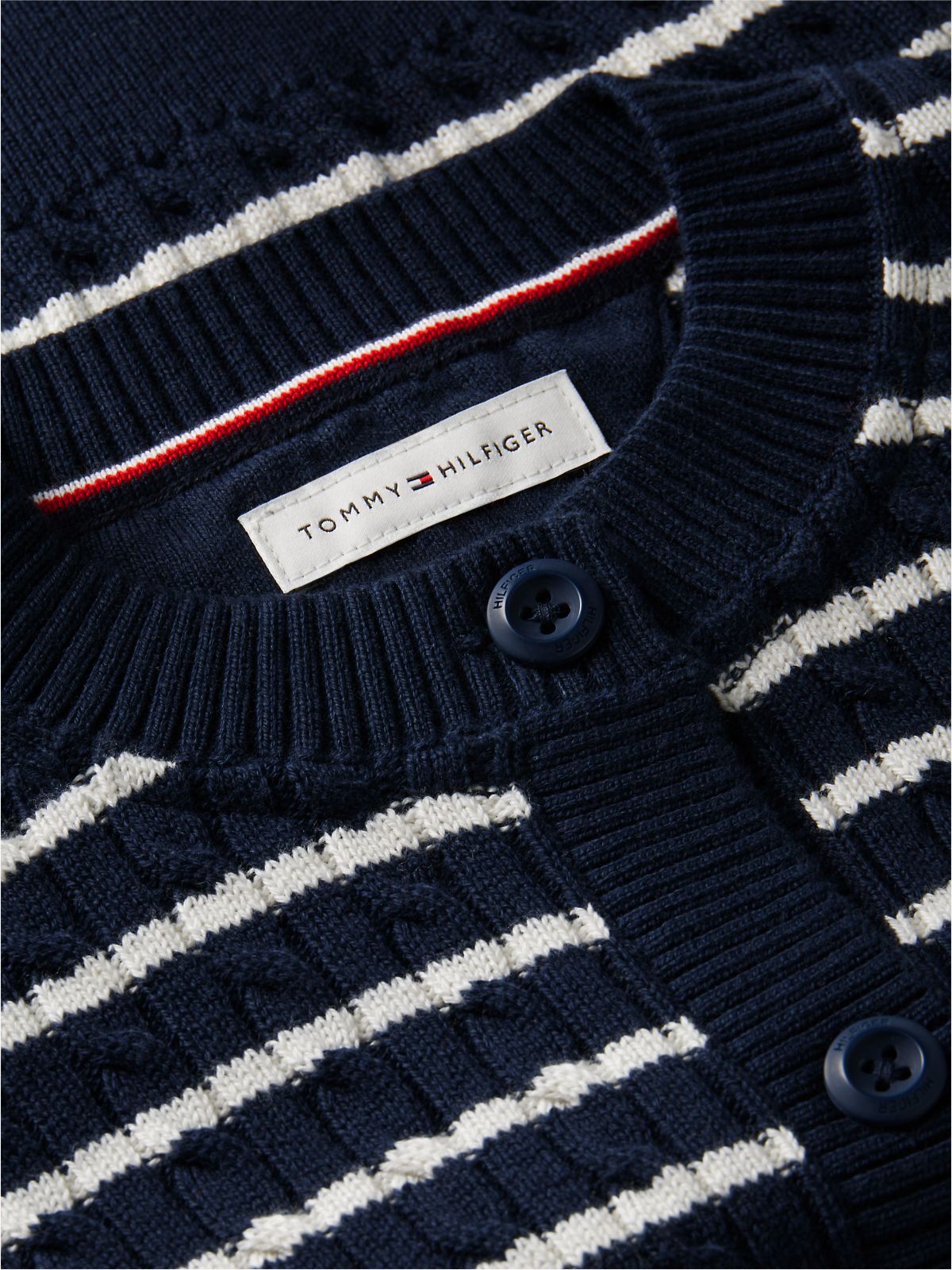 Relaxed Cable Knit Cardigan — Blue
