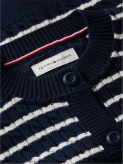 Relaxed Cable Knit Cardigan — Blue 6