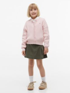 Relaxed Cable Knit Cardigan — Pink 2