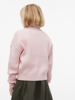 Relaxed Cable Knit Cardigan — Pink 4