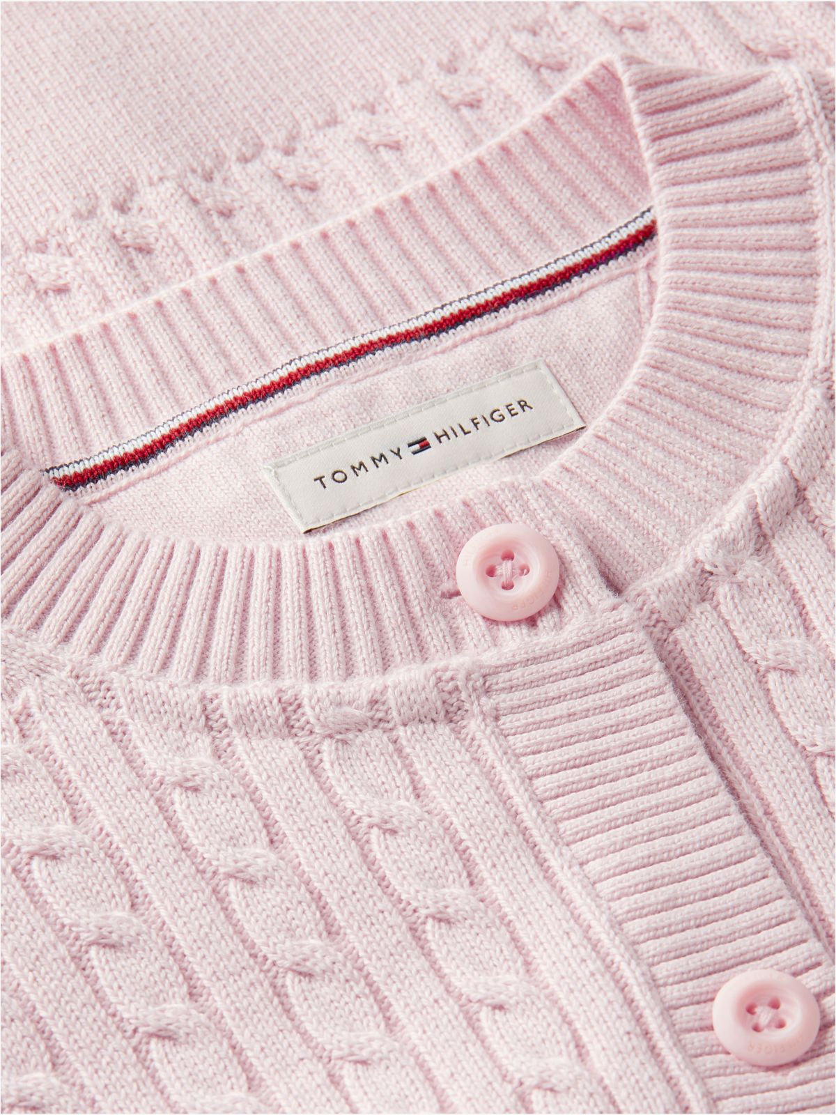 Relaxed Cable Knit Cardigan — Pink