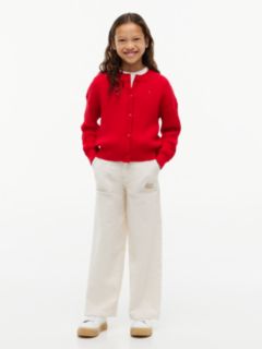Relaxed Cable Knit Cardigan — Red 2