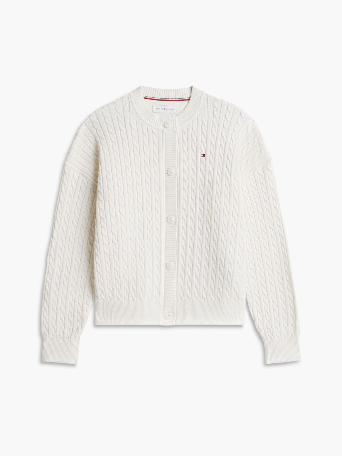 Relaxed Cable Knit Cardigan — Yellow