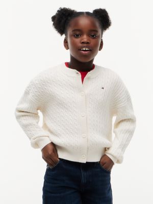 yellow kabelgebreid vest met relaxed fit voor meisjes - tommy hilfiger