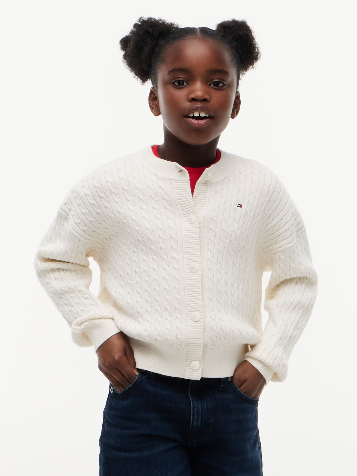 Relaxed Cable Knit Cardigan — Yellow